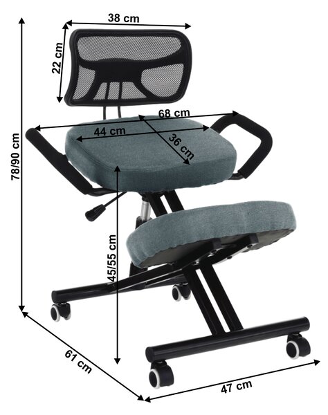 KONDELA Ergonomická klekačka, šedá/černá, RUFUS