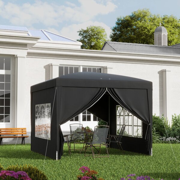 Pavilon Outsunny přibližně 3x3m, voděodolný stabilní zimní skládací pavilon, UV ochrana 50+, skládací párty stan se 4 bočními stěnami a taškou pro zah