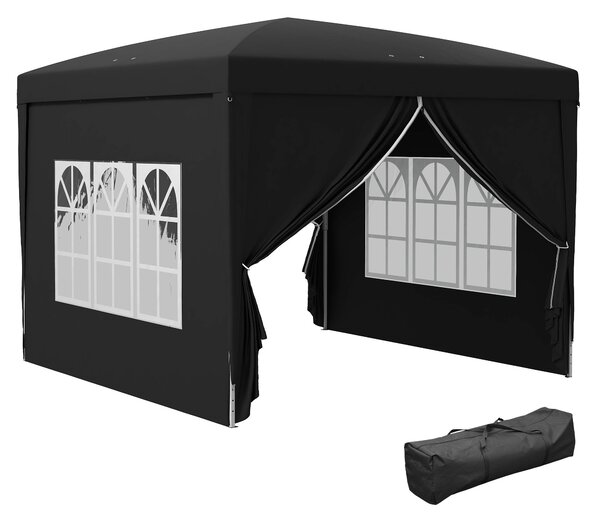 Pavilon Outsunny přibližně 3x3m, voděodolný stabilní zimní skládací pavilon, UV ochrana 50+, skládací párty stan se 4 bočními stěnami a taškou pro zah