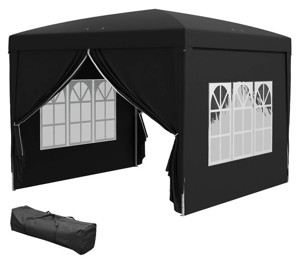 Pavilon Outsunny přibližně 3x3m, voděodolný stabilní zimní skládací pavilon, UV ochrana 50+, skládací párty stan se 4 bočními stěnami a taškou pro zah