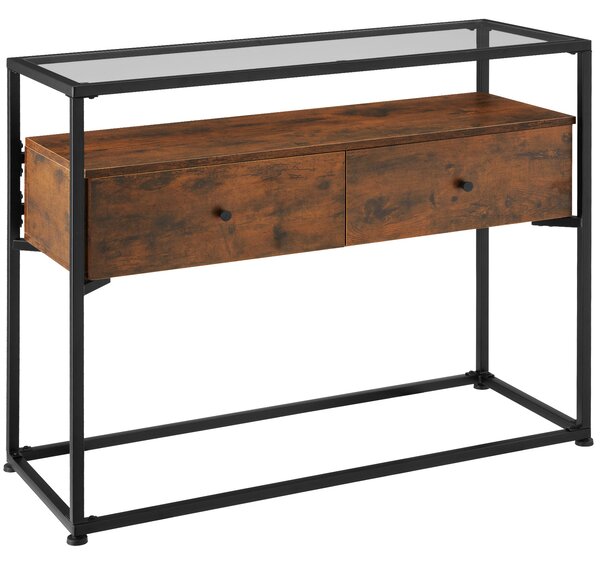 Tectake 404690 konzolový stolek reading 101,5x41,5x80,5cm - industriální dřevo tmavé, rustikální