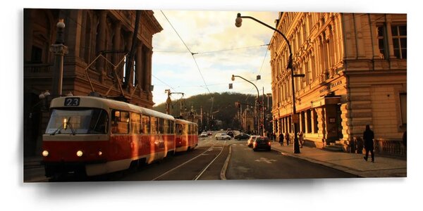 Sablio Obraz Tramvaj v historickém městě - 110x50 cm