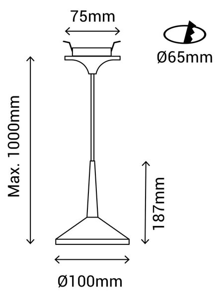 Bílé závěsné svítidlo SULION Rita, výška 100 cm