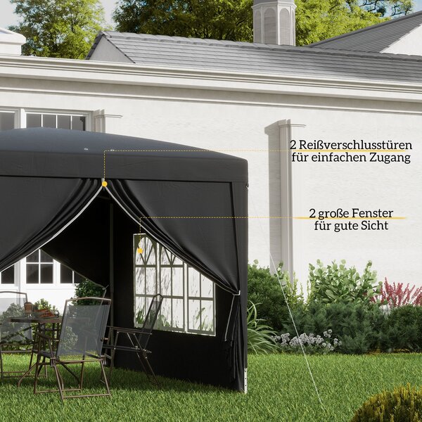 Pavilon Outsunny přibližně 3x3m, voděodolný stabilní zimní skládací pavilon, UV ochrana 50+, skládací párty stan se 4 bočními stěnami a taškou pro zah