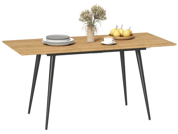 HOMCOM Rozkládací Jídelní Stůl 120/160 x 75 cm pro 6-8 Osob, Moderní Jídelní Stůl se Ocelovými Nohami, Přírodní | Aosom