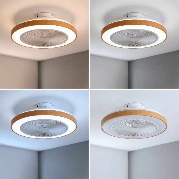 Brilagi - LED Stmívatelný stropní ventilátor LED/38W/230V 50 cm bílá/hnědá + DO