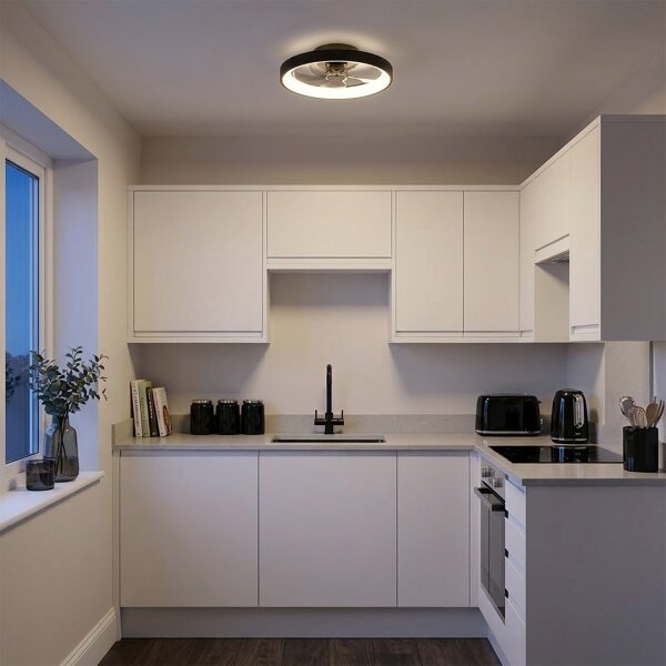 Brilagi - LED Stmívatelný stropní ventilátor LED/34W/230V pr. 50 cm černá + DO