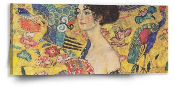Sablio Obraz Dáma s vějířem - Gustav Klimt - 110x50 cm