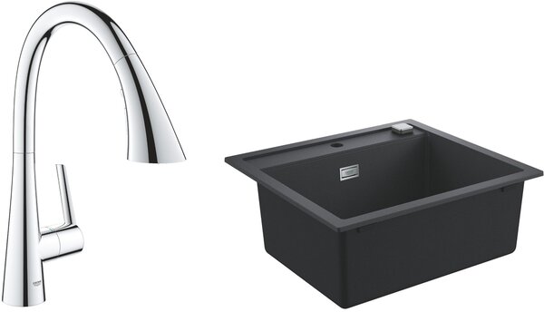 Set kuchyňská baterie Grohe Zedra 32294002, granitový dřez Grohe K700 31651AP0
