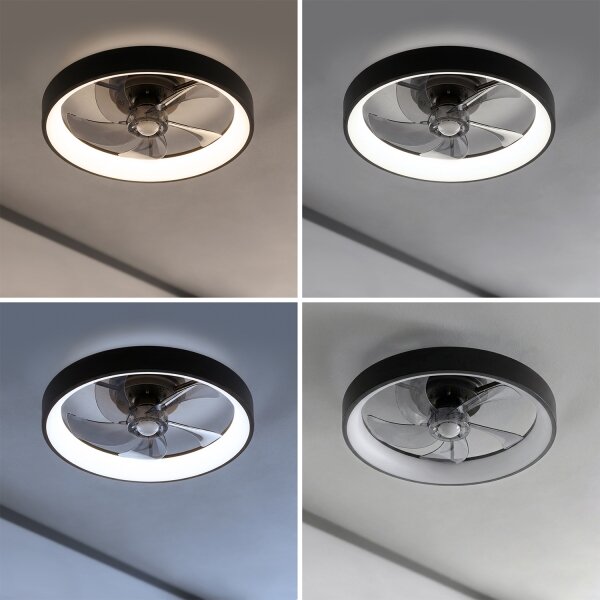 Brilagi - LED Stmívatelný stropní ventilátor LED/34W/230V pr. 50 cm černá + DO