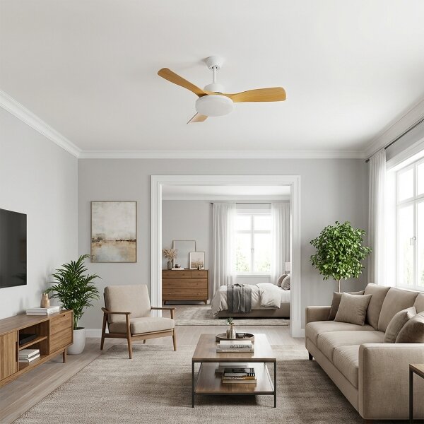 Brilagi - LED Stmívatelný stropní ventilátor LED/34W/230V 106 cm bílá/hnědá + DO