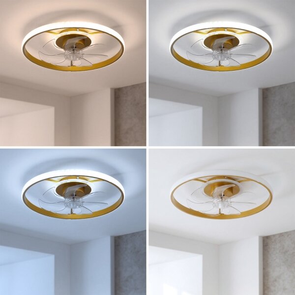 Brilagi - LED Stmívatelný stropní ventilátor LED/66W/230V 55 cm bílá/zlatá + DO