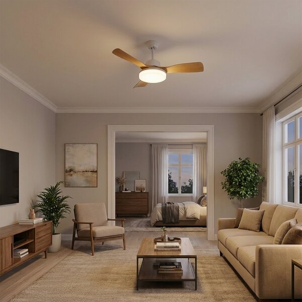 Brilagi - LED Stmívatelný stropní ventilátor LED/34W/230V 106 cm bílá/hnědá + DO