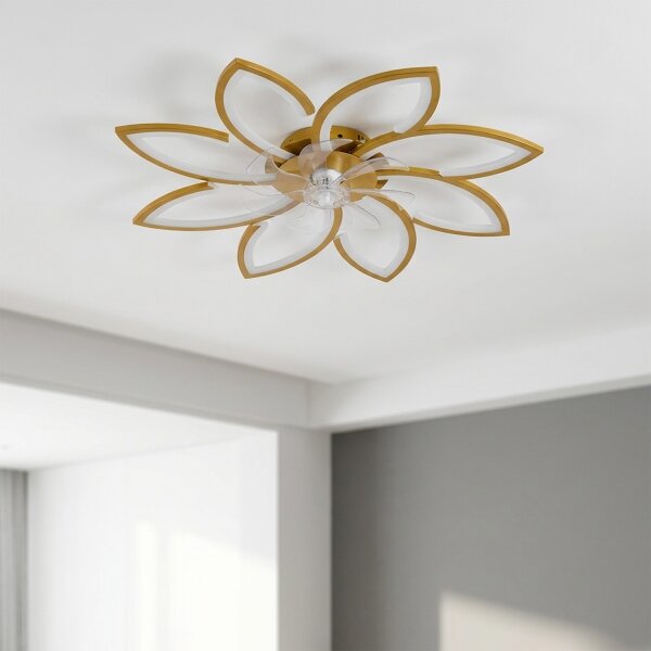 Brilagi - LED Stmívatelný stropní ventilátor LED/43W/230V pr. 90 cm zlatá + DO
