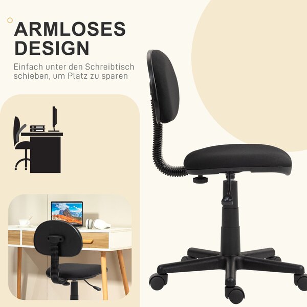 Ergonomická kancelářská židle HOMCOM, výškově nastavitelná, otočná židle z elastického materiálu pro studijní místnost, černá | Aosom