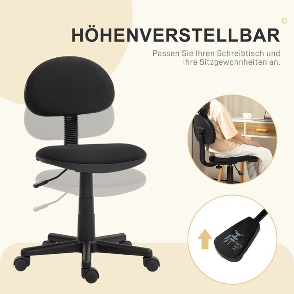 Ergonomická kancelářská židle HOMCOM, výškově nastavitelná, otočná židle z elastického materiálu pro studijní místnost, černá | Aosom