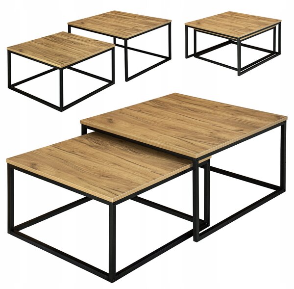 Konferenční stolek LoftInspired Velen čtvercový 75 x 75 x 42 cm dub craft