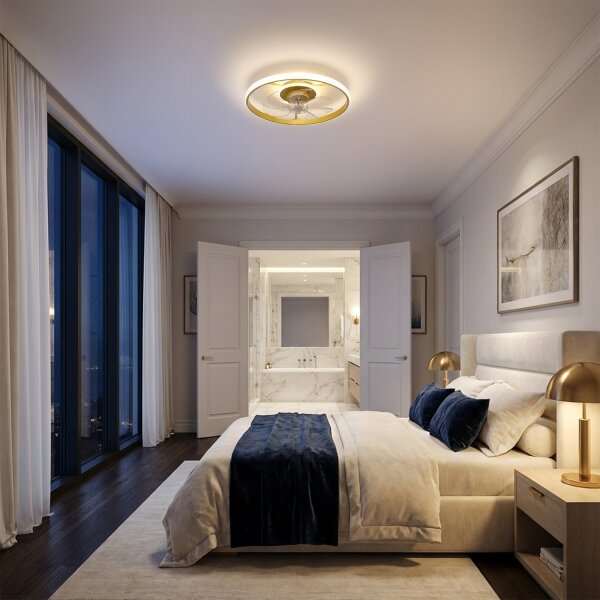 Brilagi - LED Stmívatelný stropní ventilátor LED/66W/230V 55 cm bílá/zlatá + DO