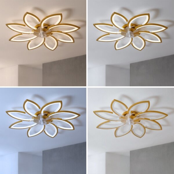 Brilagi - LED Stmívatelný stropní ventilátor LED/43W/230V pr. 90 cm zlatá + DO