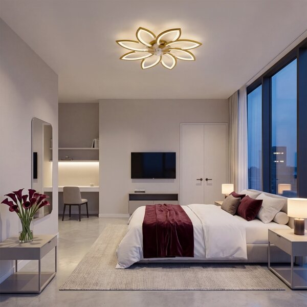 Brilagi - LED Stmívatelný stropní ventilátor LED/43W/230V pr. 90 cm zlatá + DO