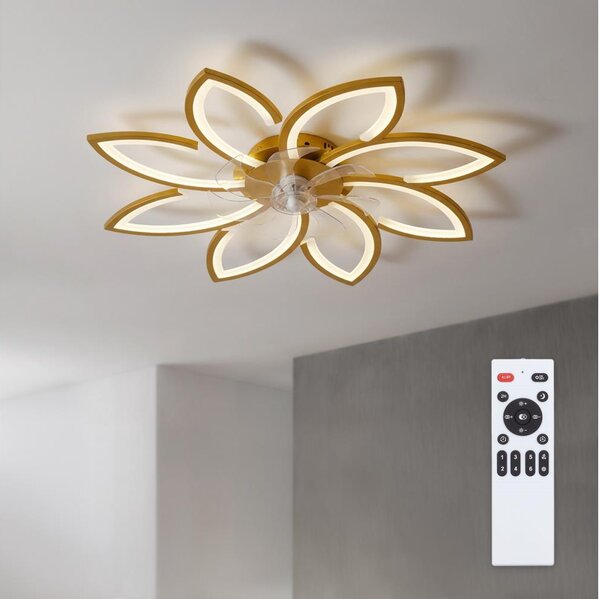 Brilagi - LED Stmívatelný stropní ventilátor LED/43W/230V pr. 90 cm zlatá + DO