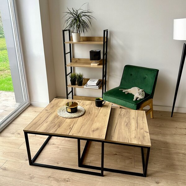 Konferenční stolek LoftInspired Velen čtvercový 75 x 75 x 42 cm dub craft