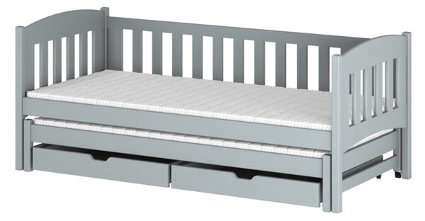 Dětská postel s přistýlkou a šuplíky ADINA - 90x200, šedá