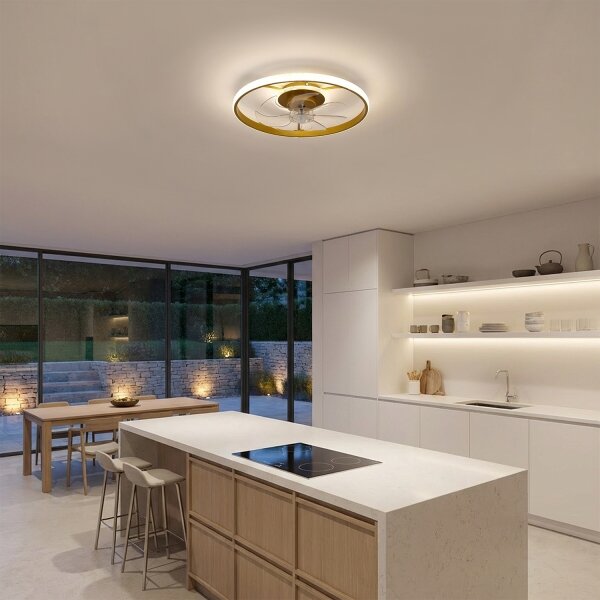 Brilagi - LED Stmívatelný stropní ventilátor LED/66W/230V 55 cm bílá/zlatá + DO