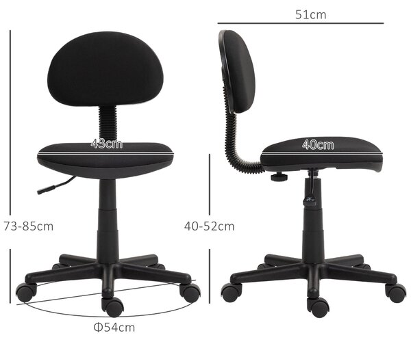 Ergonomická kancelářská židle HOMCOM, výškově nastavitelná, otočná židle z elastického materiálu pro studijní místnost, černá | Aosom