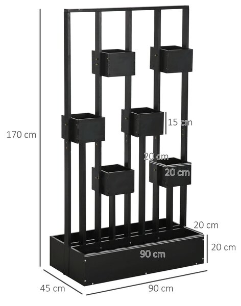 Vertikální Vyvýšený Záhon s Mříží, Dřevěný Vyvýšený Záhon na Bylinky, Víceúrovňový Květináč s Popínavou Konstrukcí, Vertikální Zahrada na Balkon Teras
