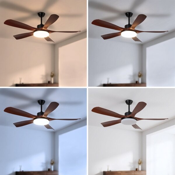 Brilagi - LED Stmívatelný stropní ventilátor LED/34W/230V 132 cm černá/hnědá +DO