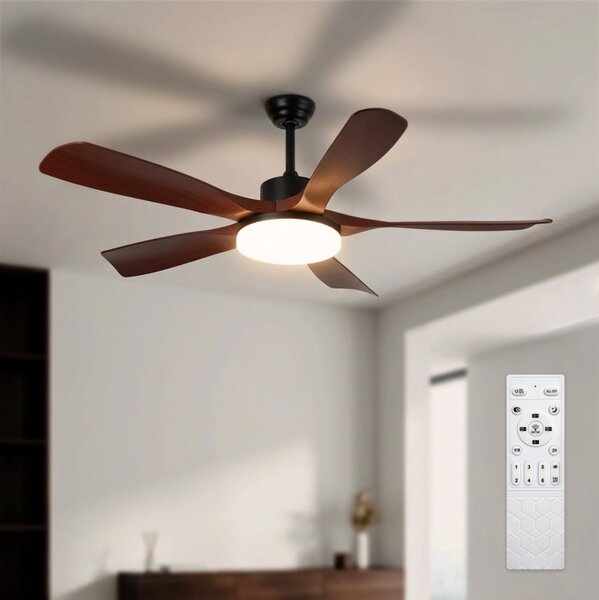 Brilagi - LED Stmívatelný stropní ventilátor LED/34W/230V 132 cm černá/hnědá +DO
