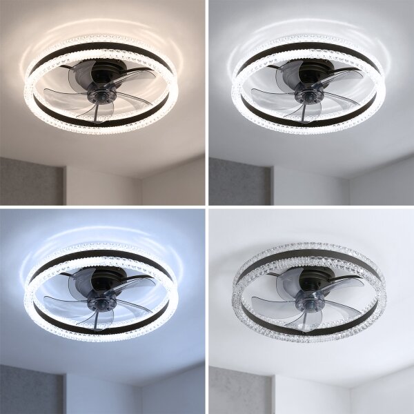 Brilagi - LED Stmívatelný stropní ventilátor LED/62W/230V pr. 50 cm černá + DO