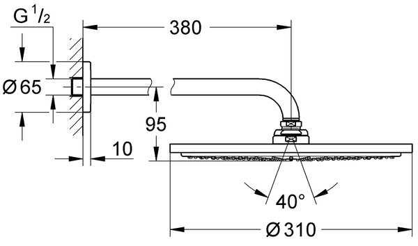 Grohe Rainshower hlavová sprchá s ramenem 31x31 cm kulatý Hard Graphite 26066A00