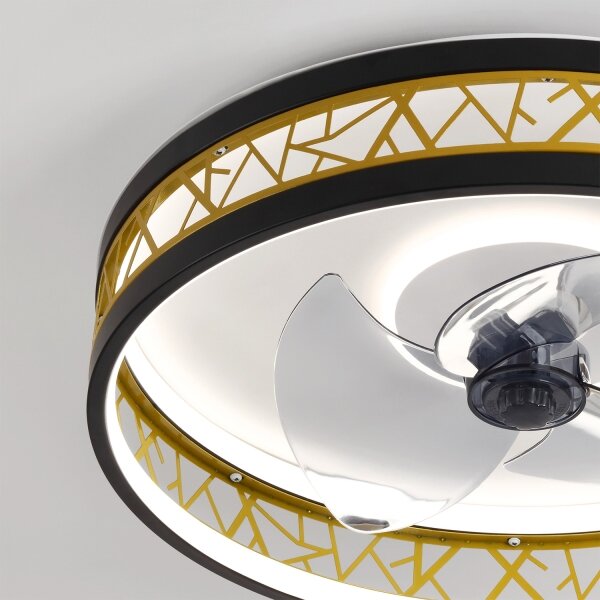 Brilagi - LED Stmívatelný stropní ventilátor LED/34W/230V 50 cm černá/zlatá + DO