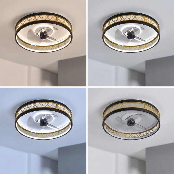 Brilagi - LED Stmívatelný stropní ventilátor LED/34W/230V 50 cm černá/zlatá + DO