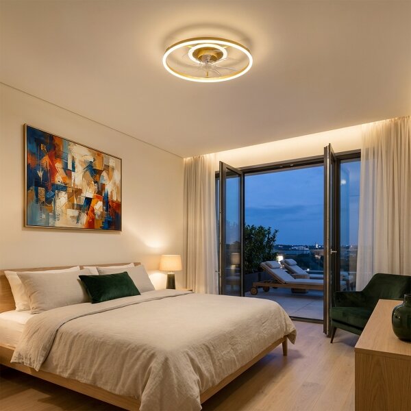 Brilagi - LED Stmívatelný stropní ventilátor LED/66W/230V 55 cm bílá/zlatá + DO