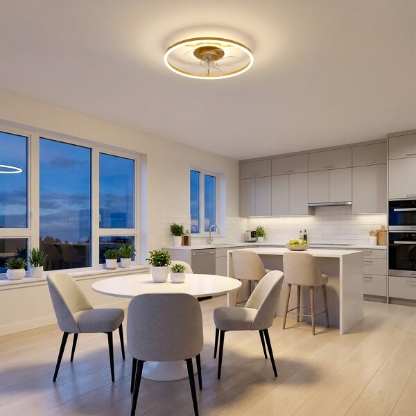 Brilagi - LED Stmívatelný stropní ventilátor LED/66W/230V 55 cm bílá/zlatá + DO