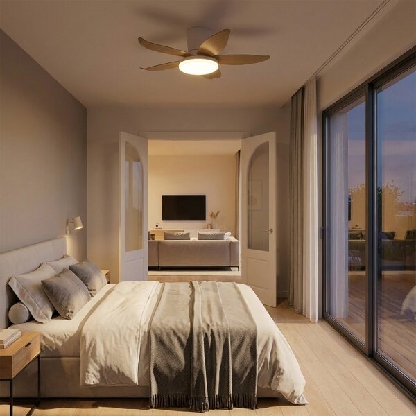 Brilagi - LED Stmívatelný stropní ventilátor LED/32W/230V 95 cm bílá/hnědá + DO