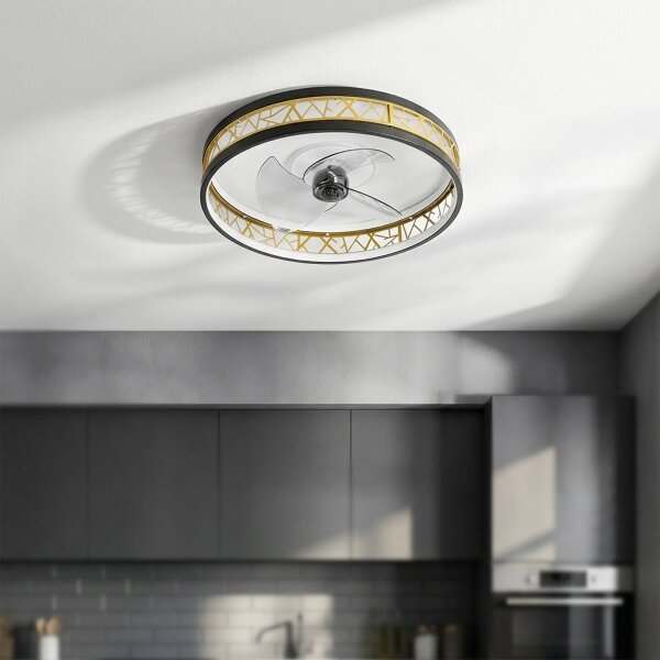 Brilagi - LED Stmívatelný stropní ventilátor LED/34W/230V 50 cm černá/zlatá + DO