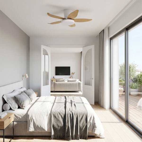 Brilagi - LED Stmívatelný stropní ventilátor LED/32W/230V 95 cm bílá/hnědá + DO