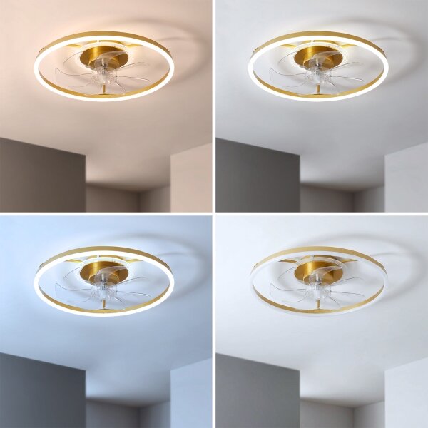Brilagi - LED Stmívatelný stropní ventilátor LED/66W/230V 55 cm bílá/zlatá + DO