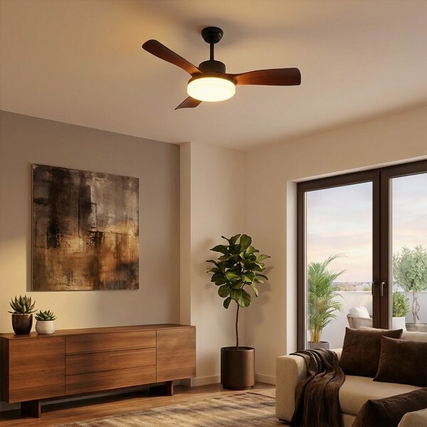 Brilagi - LED Stmívatelný stropní ventilátor LED/34W/230V 106 cm černá/hnědá +DO