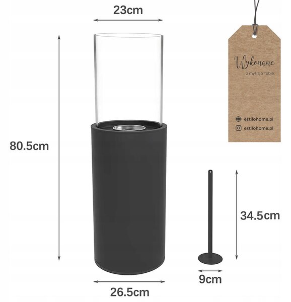 Volně stojící biokrb EstiloHome 26,5 x 80,5 x 26,5 cm černý