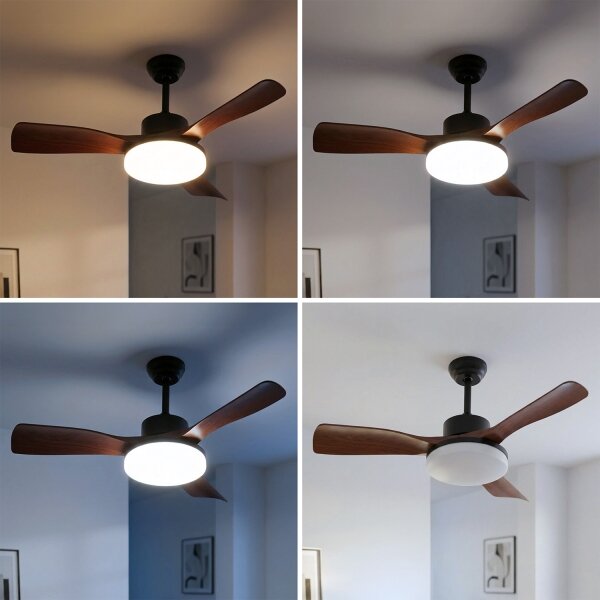 Brilagi - LED Stmívatelný stropní ventilátor LED/34W/230V 106 cm černá/hnědá +DO