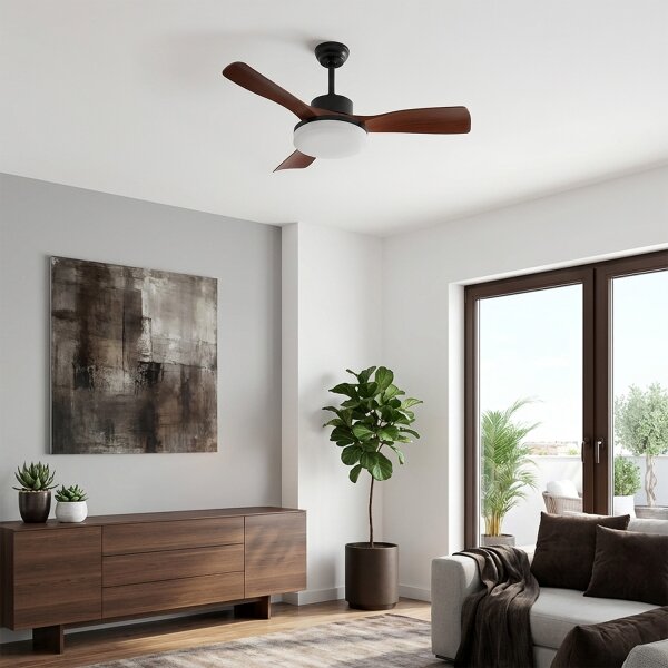 Brilagi - LED Stmívatelný stropní ventilátor LED/34W/230V 106 cm černá/hnědá +DO