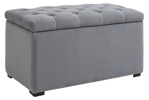 HOMCOM 3dílná sada se storage, 2 x taburety, čalouněná lavice, podnožka, úložný box, opěrka nohou, nosnost do 130 kg, mikrovlákno, pěna, 75 x 40 x 42