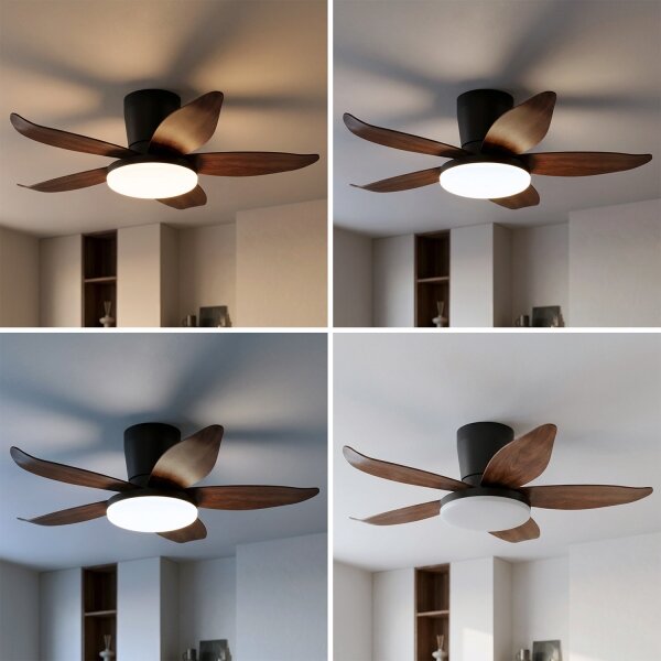 Brilagi - LED Stmívatelný stropní ventilátor LED/32W/230V 95 cm černá/hnědá + DO