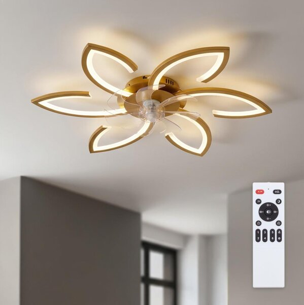 Brilagi - LED Stmívatelný stropní ventilátor LED/34W/230V pr. 78 cm zlatá + DO