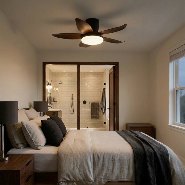 Brilagi - LED Stmívatelný stropní ventilátor LED/32W/230V 95 cm černá/hnědá + DO